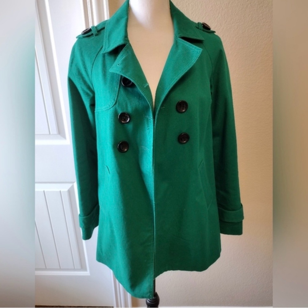 Daisy Fuentes Emerald Double-Breasted Pea Coat